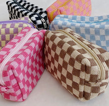 Load image into Gallery viewer, Black Checkered Cosmetic Bag
