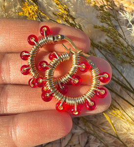 Red Wire Wrapped Hoops