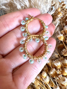 Turquoise Wire-Wrapped Hoops